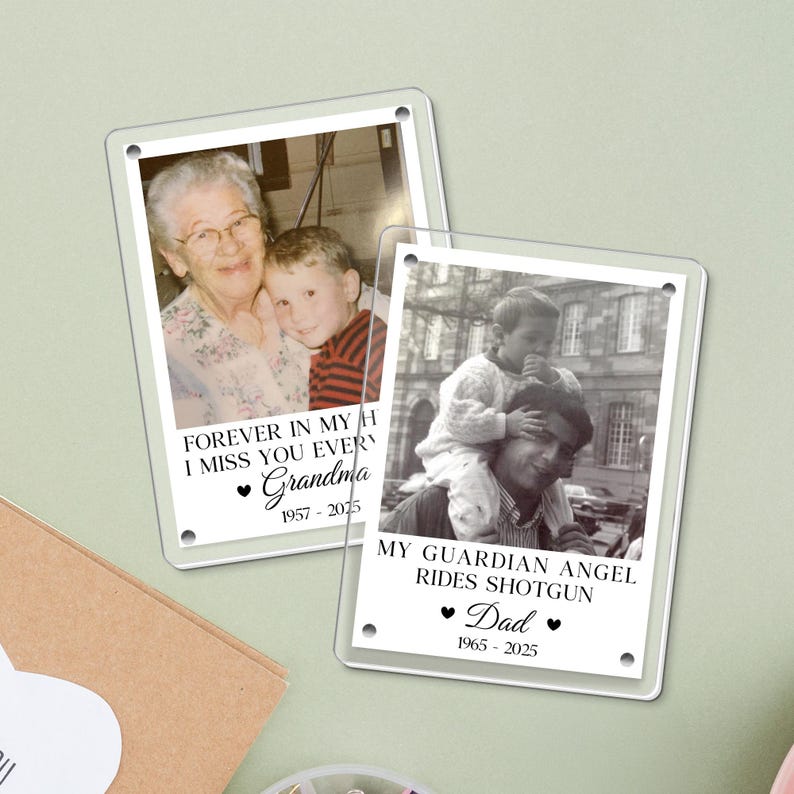 Personalized Memorial Photo Car Visor Clip: Remembrance Gift for Loss of Dad image 6
