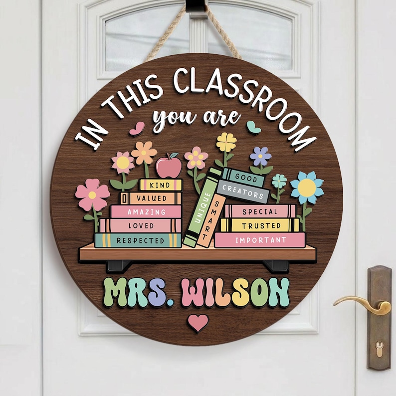 Custom Teacher Door Hanger, Classroom Decor, Back to School Gift image 4