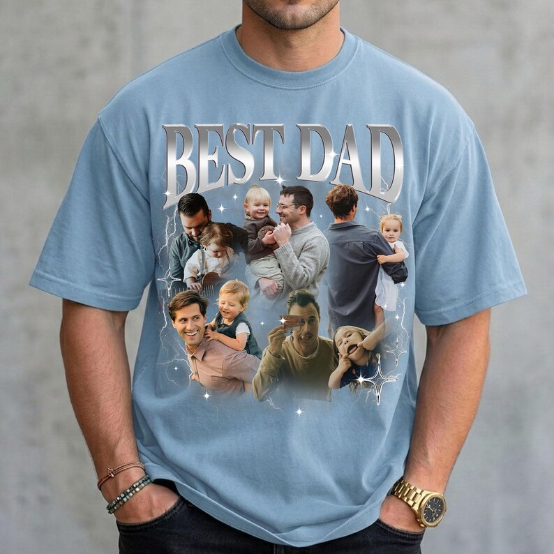 Custom Best Dad Bootleg Shirt, Photo Daddy Shirt, Custom Father's Day Shirt, Fathers Day 2026 Shirt, Dad And Kids Shirt, Custom Dad Shirt image 2
