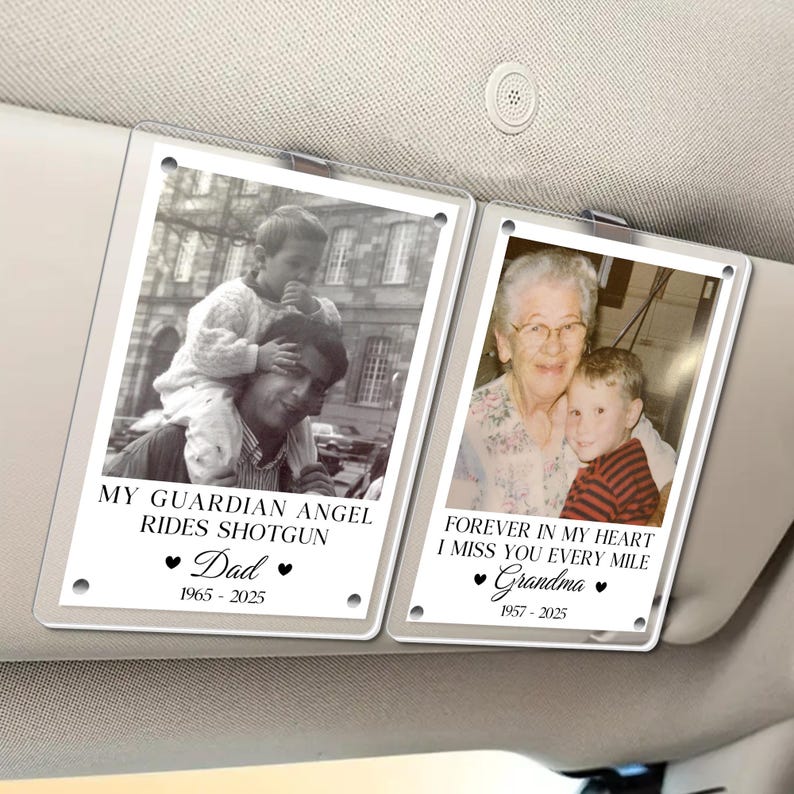 Personalized Memorial Photo Car Visor Clip: Remembrance Gift for Loss of Dad image 4