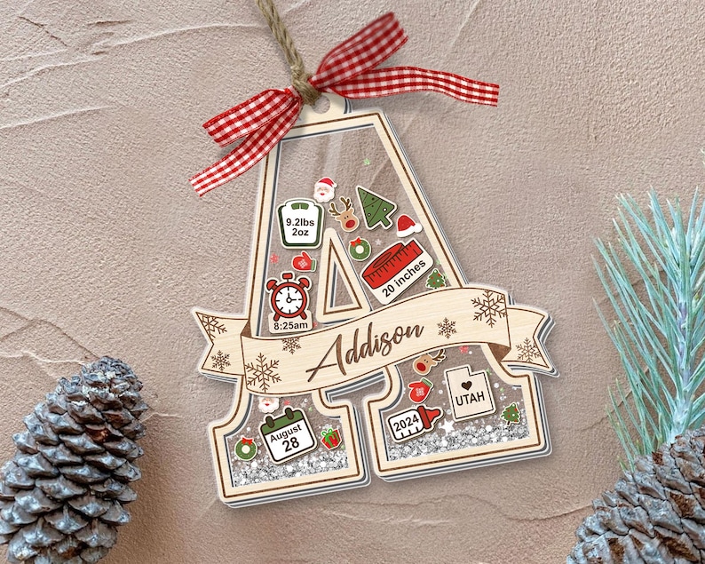 Adorno navideño personalizado para bebé: Shaker con estadísticas de nacimiento personalizadas imagen 4