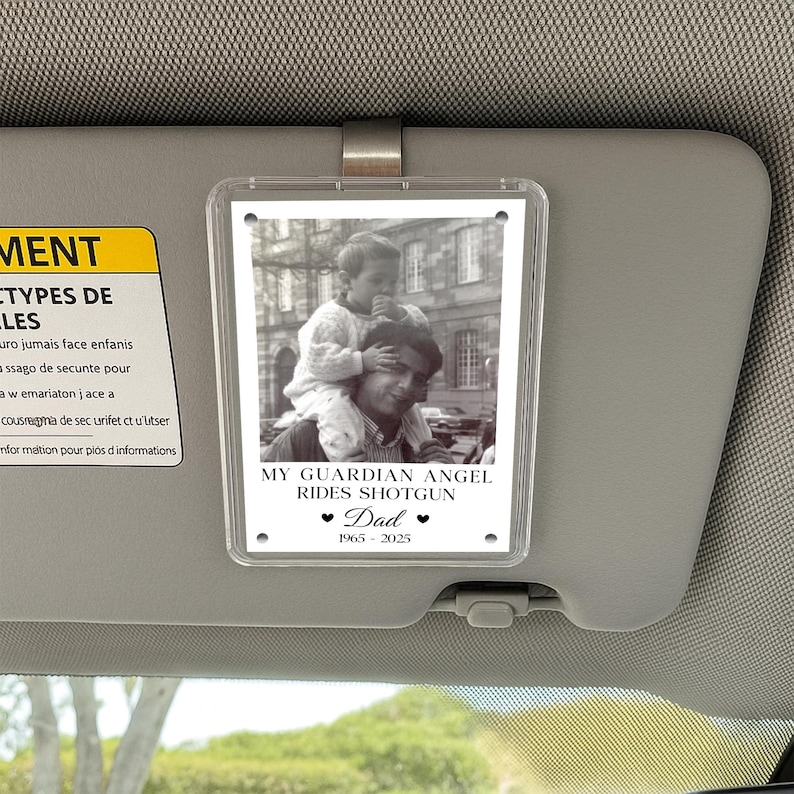 Personalized Memorial Photo Car Visor Clip: Remembrance Gift for Loss of Dad image 1