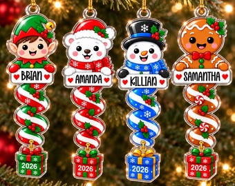 Personalized Spiral Christmas Ornament, Custom Name Spiral Ornament, Family Ornament 2026, Christmas Stocking Tag, Christmas Gifts