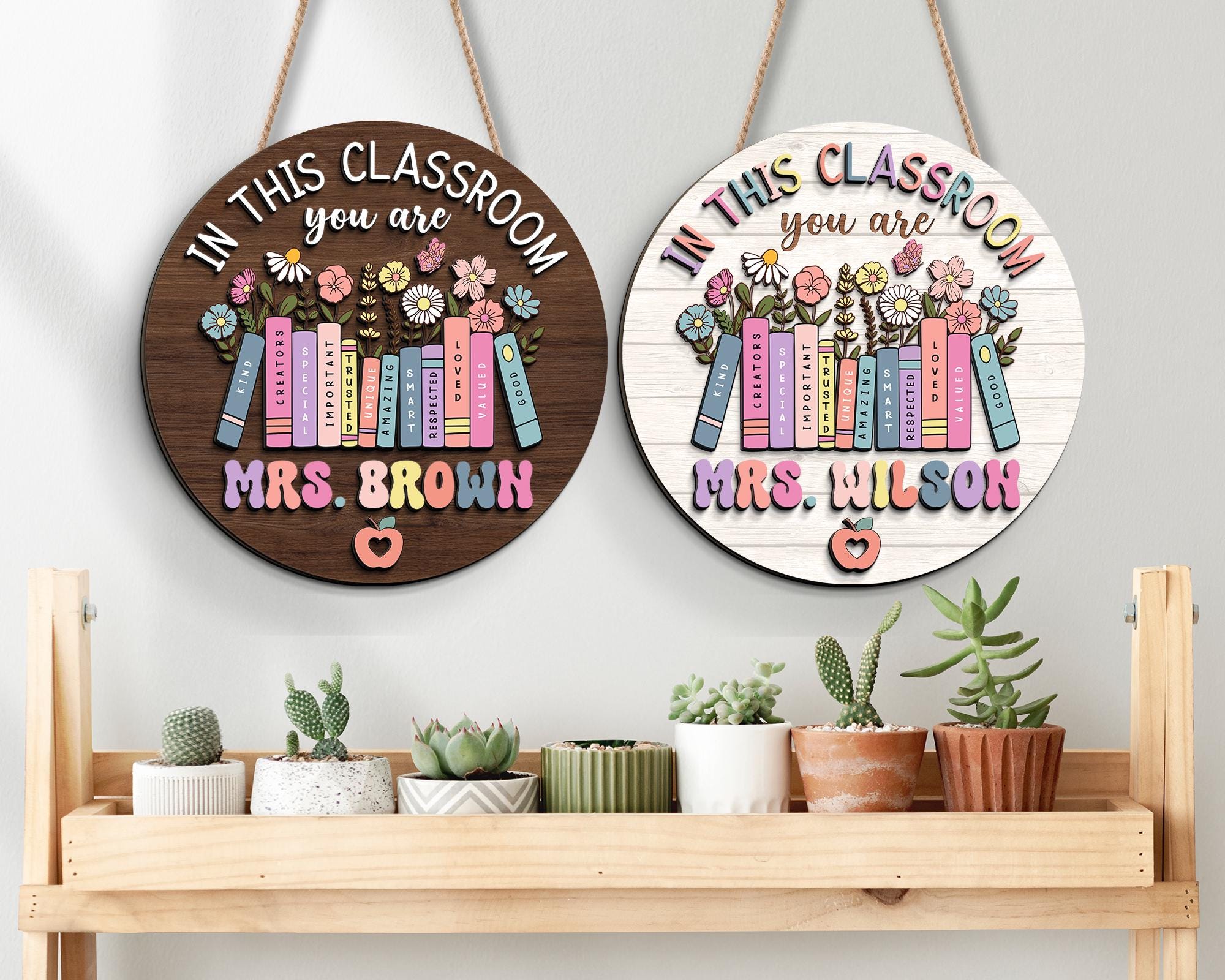 Personalized Teacher Classroom Door Hanger, Wooden Sign, Back to School ...