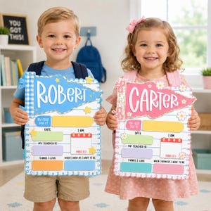 Personalized First Day of School Sign, Reusable School Board, Kindergarten Preschool Milestone Sign, Back to School Photo Prop image 5