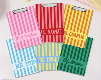 Presse-papiers avec nom personnalisé pour professeur, cadeaux personnalisés pour professeur, presse-papiers acrylique rayé pour professeur, cadeaux de fin d'école pour professeur