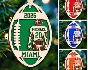 Personalized Football Player Ornament, Christmas Gifts For Football Player, Football Team Gift, Custom Football Keepsake, Football Mom Gift