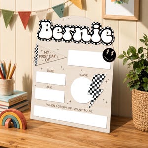 Custom First Day of School Sign, Back to School Photo Prop, Reusable School Board for Kids, Last Day of School Sign zdjęcie 4