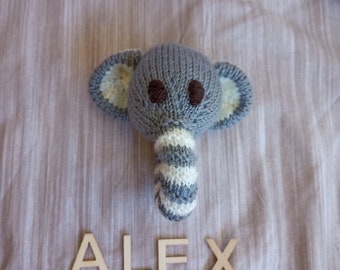 Alex Rattle - perfect knitted toy for new baby