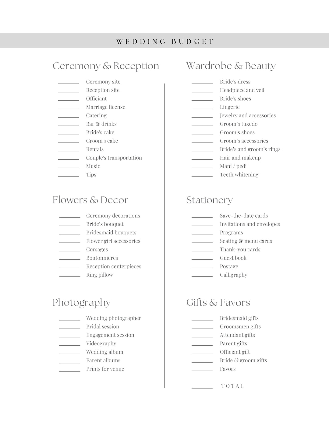 Wedding Planning Checklist, Wedding Budget, Wedding Planning Printable