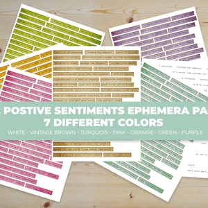 Positive Sentiments, Ephemera Phrases for Junk Journaling, Scrapbooking, Collage Ephemera, Printable Planner Words, Junk Journal Supplies