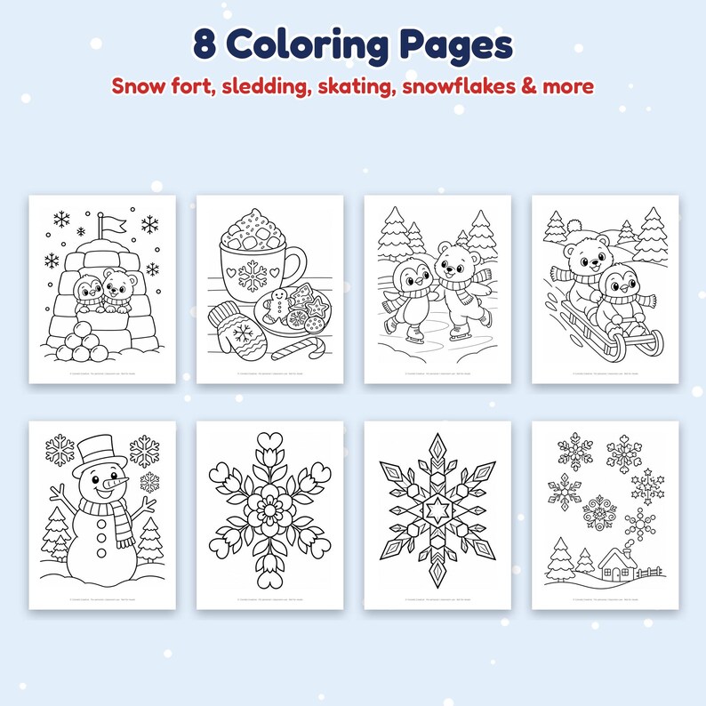 Winter Coloring Pages for Kids, Printable Winter Activity Pack ...