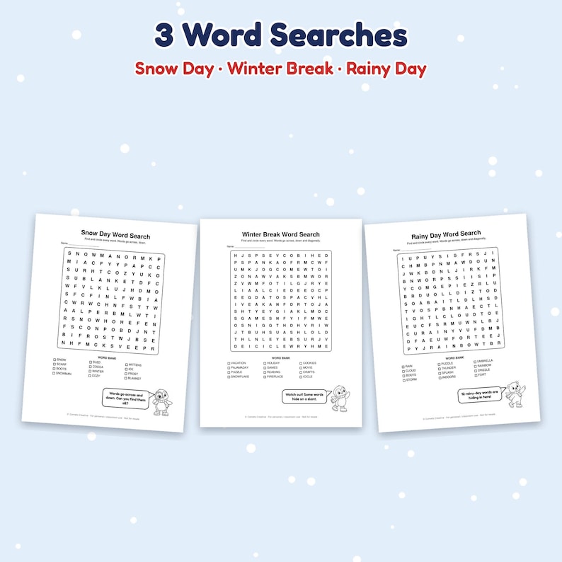 Winter Coloring Pages for Kids, Printable Winter Activity Pack ...