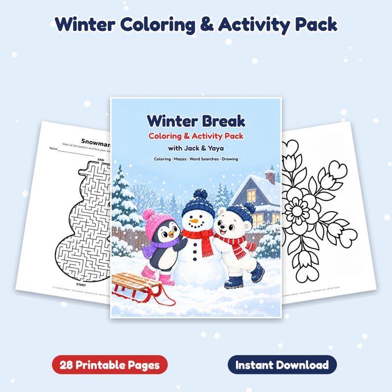 Winter Coloring Pages for Kids, Printable Winter Activity Pack ...