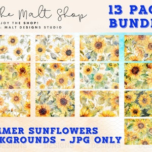 Sunny Blooms: Seamless Sunflower Digital Paper, Watercolor Floral Backgrounds for Digital Crafting & Scrapbooking, Sunflower Digital Paper