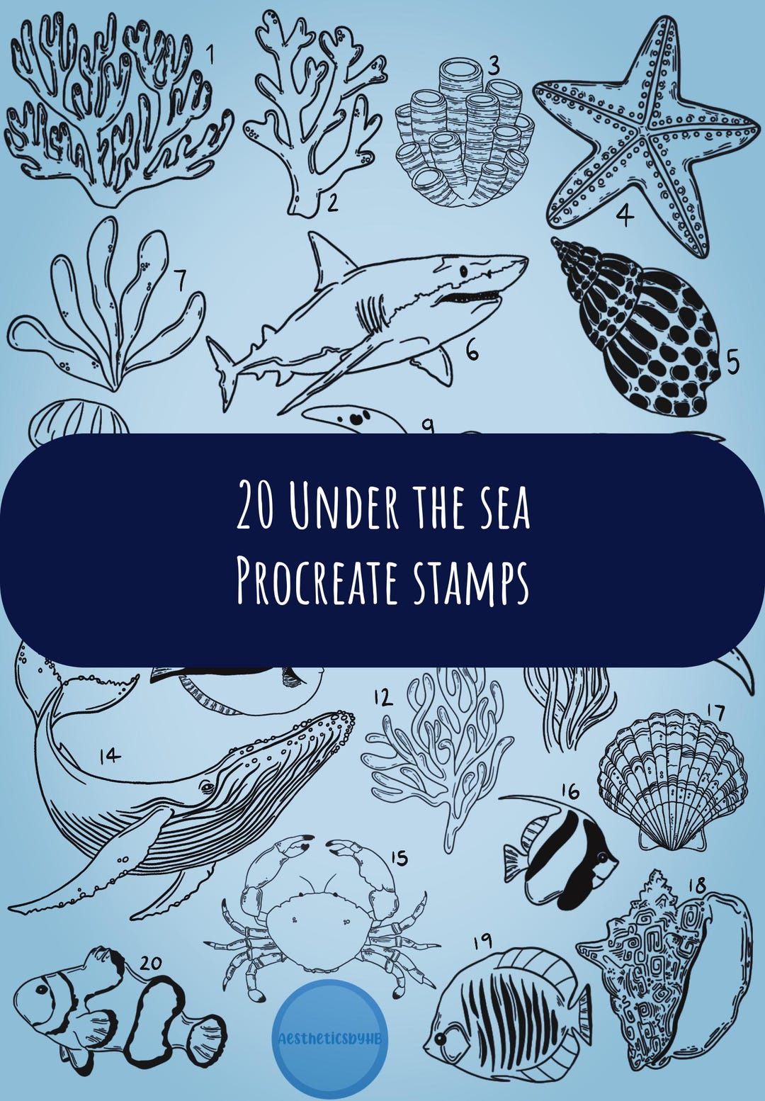 20 Under the Sea Procreate Stamps - Etsy