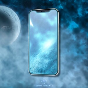 Blue Galaxy Wallpaper Phone Background Digital Download Deep Space Universe Futuristic Digital Art