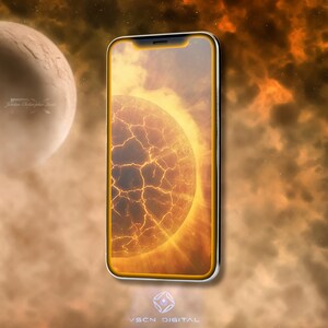 Flame Galaxy Wallpaper Phone Background Digital Download Deep Space Universe Futuristic Digital Art