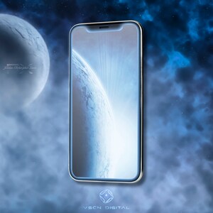 Blue Galaxy Wallpaper Phone Background Digital Download Deep Space Universe Futuristic Digital Art