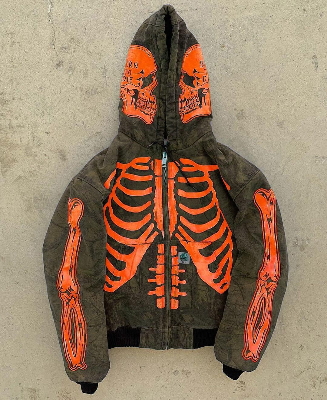 Skeleton Hoodie With Rhinestone - Etsy