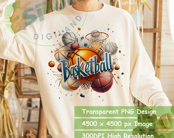 バスケットボール昇華デザイン | 透明PNG（デジタルダウンロード）