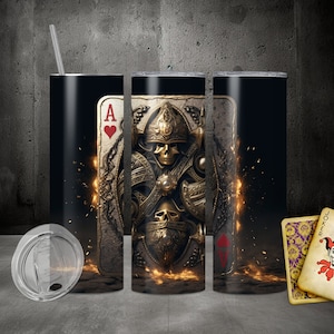 3D Poker Asso di Cuori Tumbler Wrap Design senza giunture ad alta risoluzione, 20oz&30oz Skinny Dritto/Affusolato Tumbler PNG Download digitale
