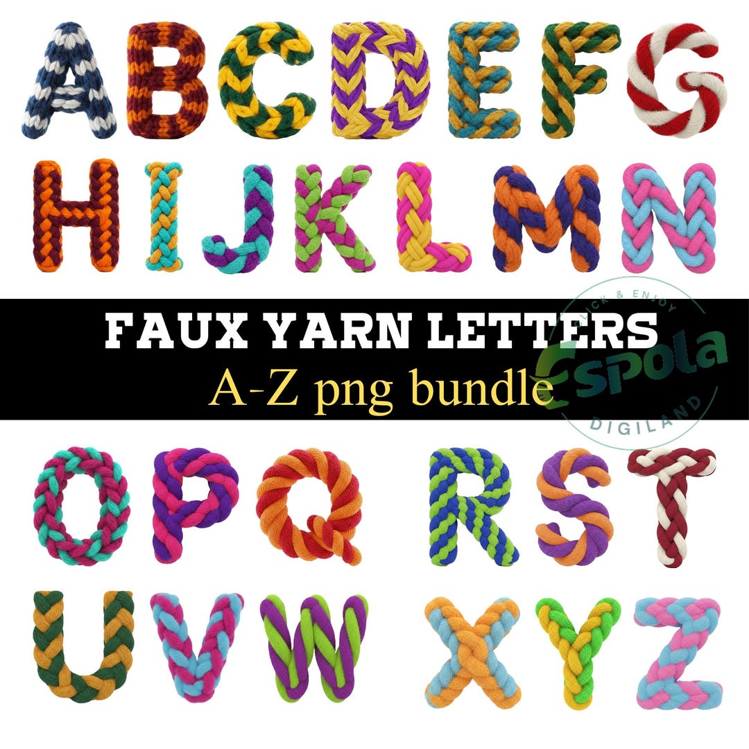 Yarn Letter R Faux Yarn Alphabet Letters PNG Bundle, Chunky Knit Clipart (digital ...