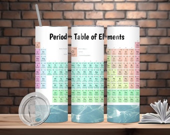 Chemistry 20oz&30oz Skinny Tumbler Wrap Seamless Designs, Table of Elements Tumbler Sublimation PNG Digital Download