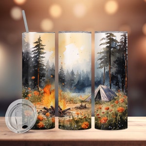 Campfire Tumbler Wrap: High-Resolution Sublimation Design (Digital Download)