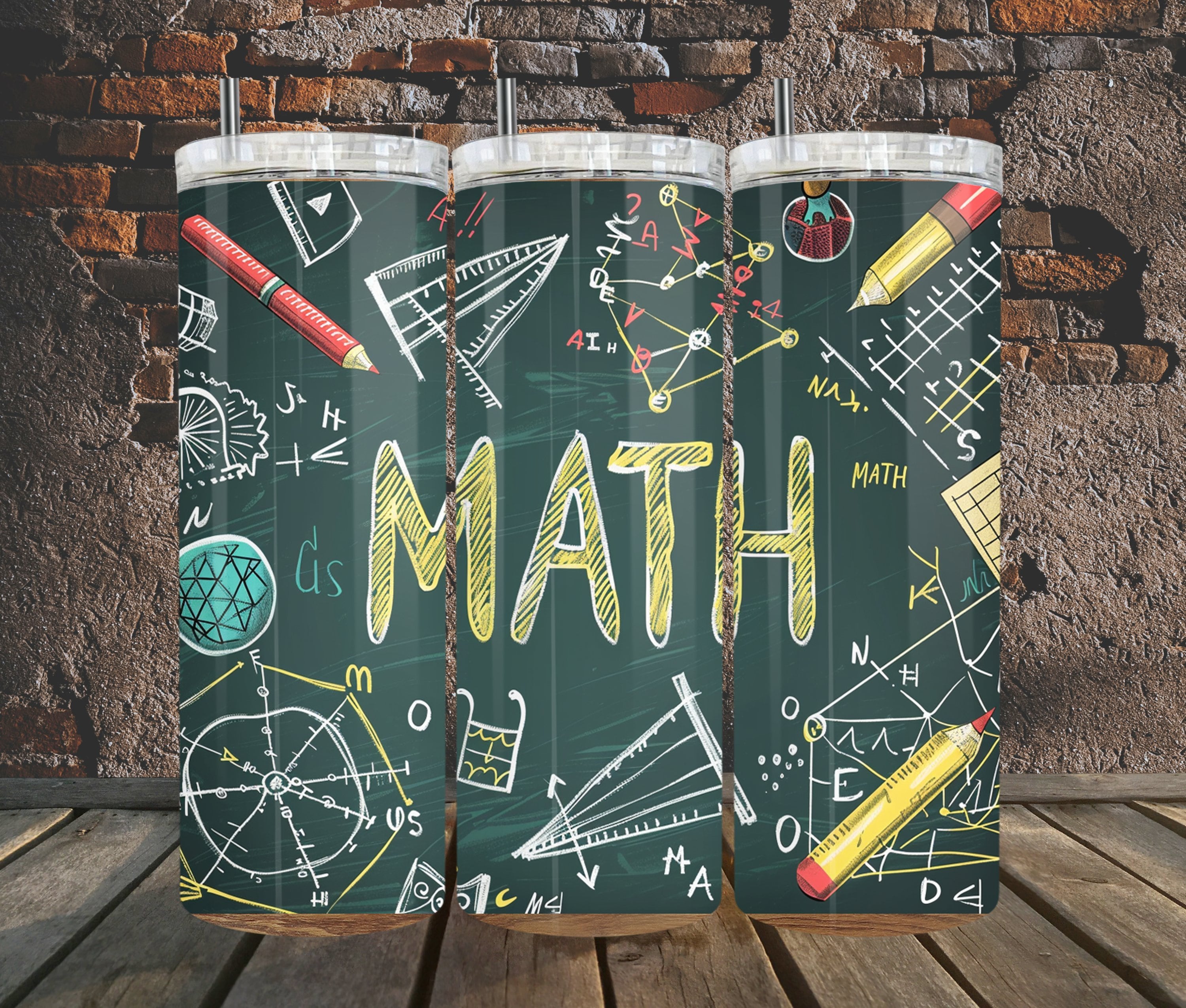 Matematyka 20oz i 30oz Skinny Tumbler Wrap Bezszwowe wzory, wzory i równania Tumbler Sublimacja PNG Pobieranie cyfrowe