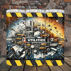Hulpprogramma's 20 oz en 30 oz beker wrap digitale download png, constructie thema beker sublimatie naadloos ontwerp