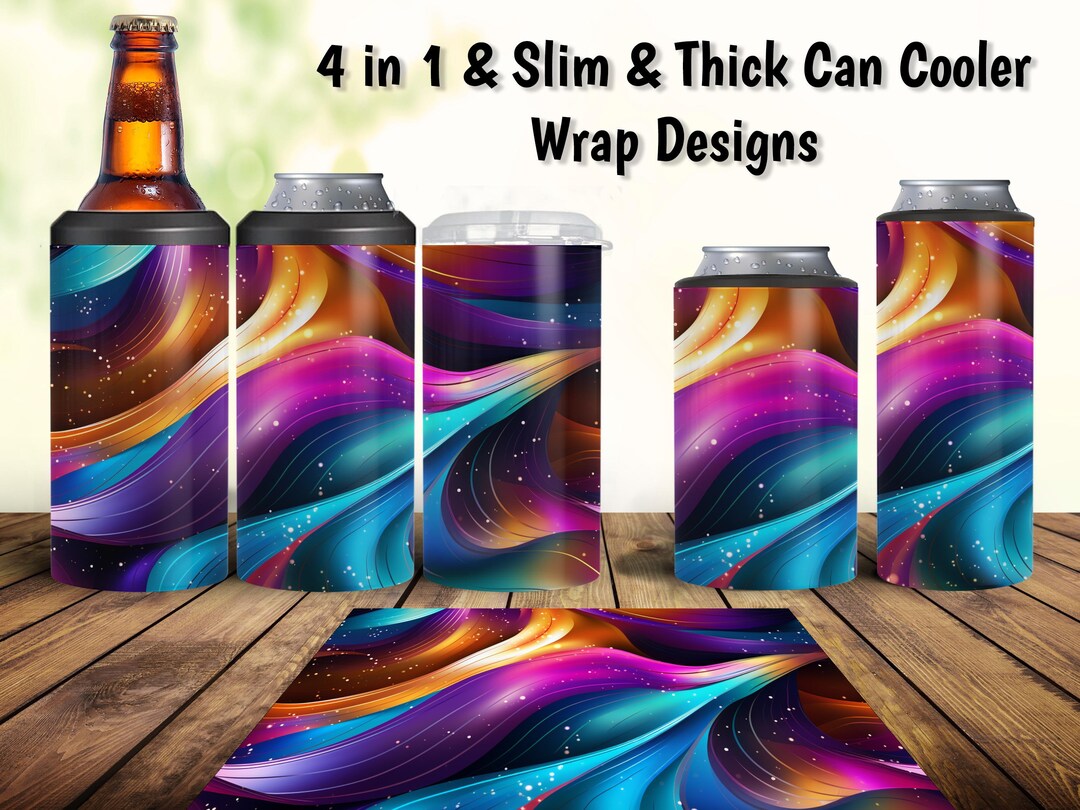 Flow Pattern Can Cooler Wrap: 4in1, Slim & Thick Design (PNG Download ...