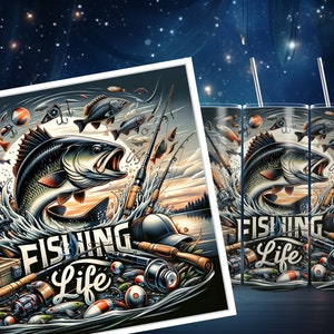 Fishing Life Tumbler Wrap: Sömlös sublimeringsdesign (digital nedladdning) bild 4
