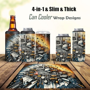 Konstruktion 4in1 / Slim / Dick kann Kühler Sublimation PNG Sofort-Download, Baumeister Leben kann für 4in1, Slim&Thick nahtloses Design wickeln