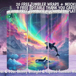 Noorderlicht-wrap, orka-tuimelaar, 20 oz 30 oz mager (digitale png-download)