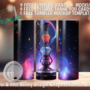 Hookah Symphony Tumbler Wrap High Resolution Seamless Design, 20oz&30oz Skinny Straight/Tapered Tumbler Sublimation PNG Digital Download