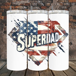 American Super Dad 20 onças e 30 onças Tumbler Wrap PNG download digital, presente de dia dos pais / presente para aniversário do pai, design sem costura
