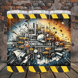 Builder Life 20 oz et 30 oz gobelet Wrap PNG en téléchargement numérique, Sublimation de gobelet sur le thème de la construction, conception sans couture