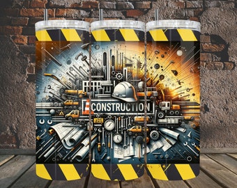 Builder Life 20oz&30oz Tumbler Wrap PNG Digital Download, Construction Themed Tumbler Sublimation Seamless Design
