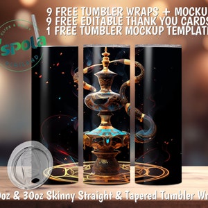 Hookah Gold Tumbler Wrap High Resolution Seamless Design, 20oz&30oz Tumbler Skinny Straight/Tapered Tumbler Sublimation PNG Digital Download