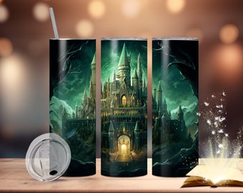 Incantatory Castle Tumbler PNG Sublimation, 20oz&30oz Tumbler Wrap Seamless Design, Magic World Template Digital Instant Download