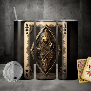 3D Poker Ace of Spade Tumbler Wrap High Resolution Seamless Design, 20oz&30oz Skinny Straight/Tapered Tumbler PNG Digital Download