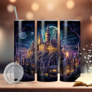 Incantatory Citadel Tumbler PNG Sublimation, 20oz & 30oz Tumbler Wrap Seamless Design, Magic World Template Digital Instant Download