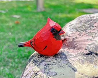 Hand Carving Cardinal Wood Bird Figurine,Christmas Gifts,Birds Ornaments,Gift For Her,Desk Decor,Gifts for Bird Lovers,Birthday Gift