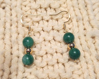 Leafy Green & Golden Sunshine Fishhook Earrings