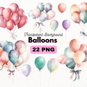Pastell Ballons PNG Bundle, digitales Handwerk Designs transparent, Ballon Clipart, Geburtstag Ballons PNG, kommerzielle Nutzung