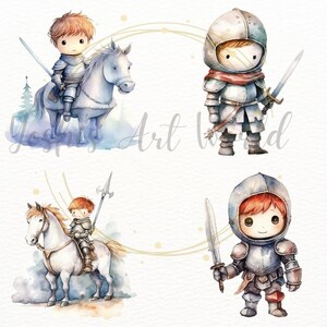 Watercolor Cute Knight PNG Bundle, Digital Crafts Designs Transparent ...