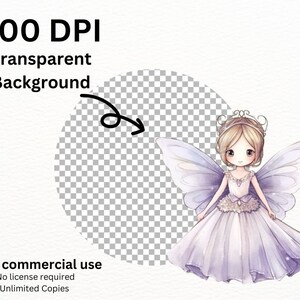 Watercolor Cute Purple Butterfly Fairy Princess PNG Bundle, Digital ...