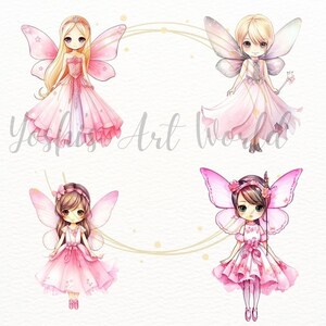 Watercolor Cute Pink Butterfly Fairy Princess PNG Bundle, Digital ...