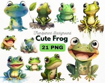 Schattige kikker PNG-bundel, digitale ambachten ontwerpt transparant, kleine kikkers clipart, dierlijke PNG, commercieel gebruik